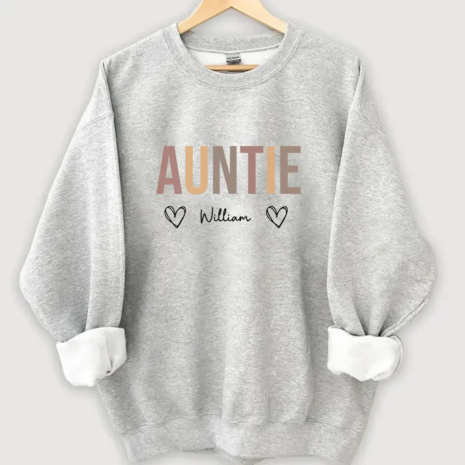 Personalized Auntie Mommy Hearts with Kid Names Sweatshirt Printed HN24595