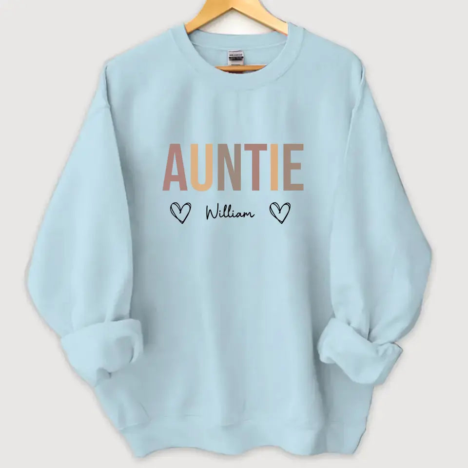 Personalized Auntie Mommy Hearts with Kid Names Sweatshirt Printed HN24595