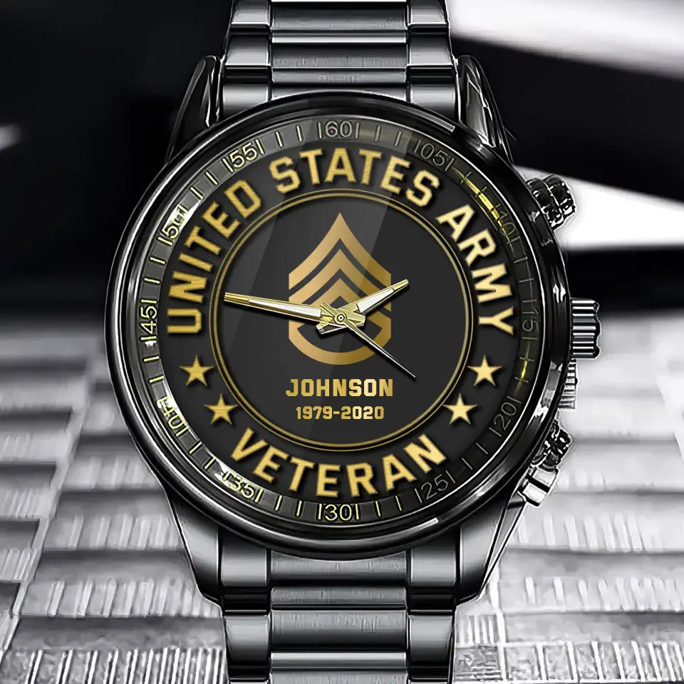 Personalized United States Army Veteran Custom Name & Time Watch Printed QTKH24576