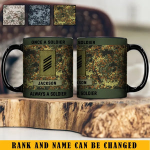 Personalized Once A Soldier Always A Soldier German Veteran Rank Camo Black Mug Printed KVH24611