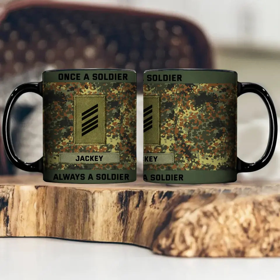 Personalized Once A Soldier Always A Soldier German Veteran Rank Camo Black Mug Printed KVH24611