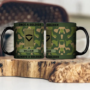Personalized Once A Soldier Always A Soldier Norwegian Veteran Rank Camo Black Mug Printed KVH24611