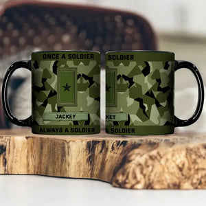 Personalized Once A Soldier Always A Soldier Swedish Veteran Rank Camo Black Mug Printed KVH24611