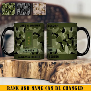 Personalized Once A Soldier Always A Soldier Swedish Veteran Rank Camo Black Mug Printed KVH24611