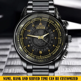 Personalized US Army Veteran Rank Camo Custom Name & Time Watch Printed AHKH24629