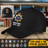 Personalized UK Police Logo Custom Name & Time Black Cap Printed QTLVA24629