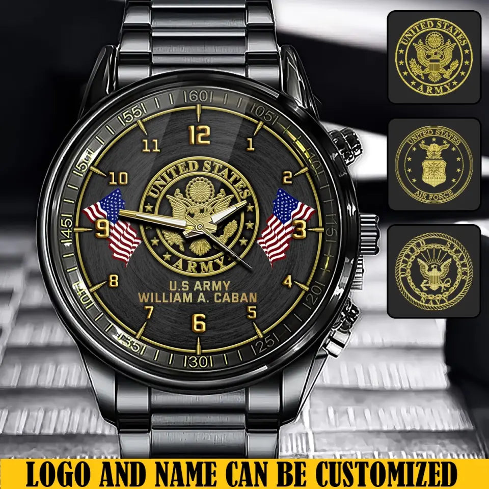 Personalized US Army Veteran Custom Name Watch Printed QTVQ24631