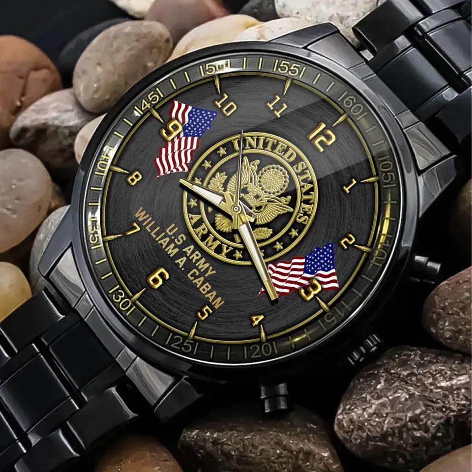 Personalized US Army Veteran Custom Name Watch Printed QTVQ24631