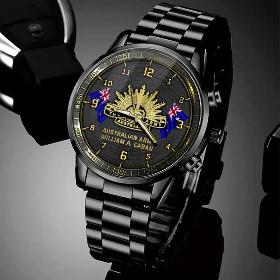 Personalized Australian Army Veteran Custom Name Watch Printed QTVQ24631