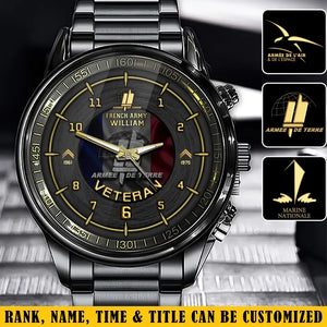 Personalized French Army Veteran Rank Camo & Custom Time Watch Printed AHVA24638