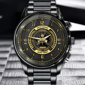 Personalized Always Remember Never Forget Honour Proudly Served Canadian Veteran Cusstom Rank Camo & Name Watch Printed AHVQ24640