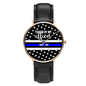 Personalized Taken By My Officer Police Thin Blue Line Custom ID Women Watch Printed QTVQ24646