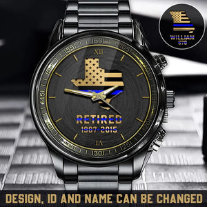 Personalized US State Flag Retired Police Custom ID Watch Printed QTHN24651