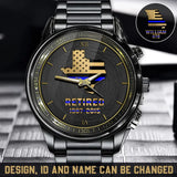 Personalized US State Flag Retired Police Custom ID Watch Printed QTHN24651