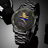 Personalized US State Flag Retired Police Custom ID Watch Printed QTHN24651