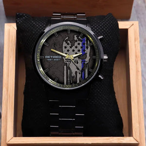 Personalized Retired Police Skull Custom Served Time Watch Printed QTVA24649