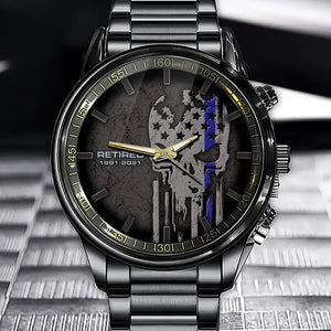 Personalized Retired Police Skull Custom Served Time Watch Printed QTVA24649