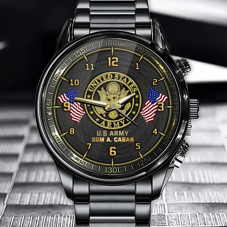 Personalized US Army Veteran Custom Name Watch Printed QTVQ24631