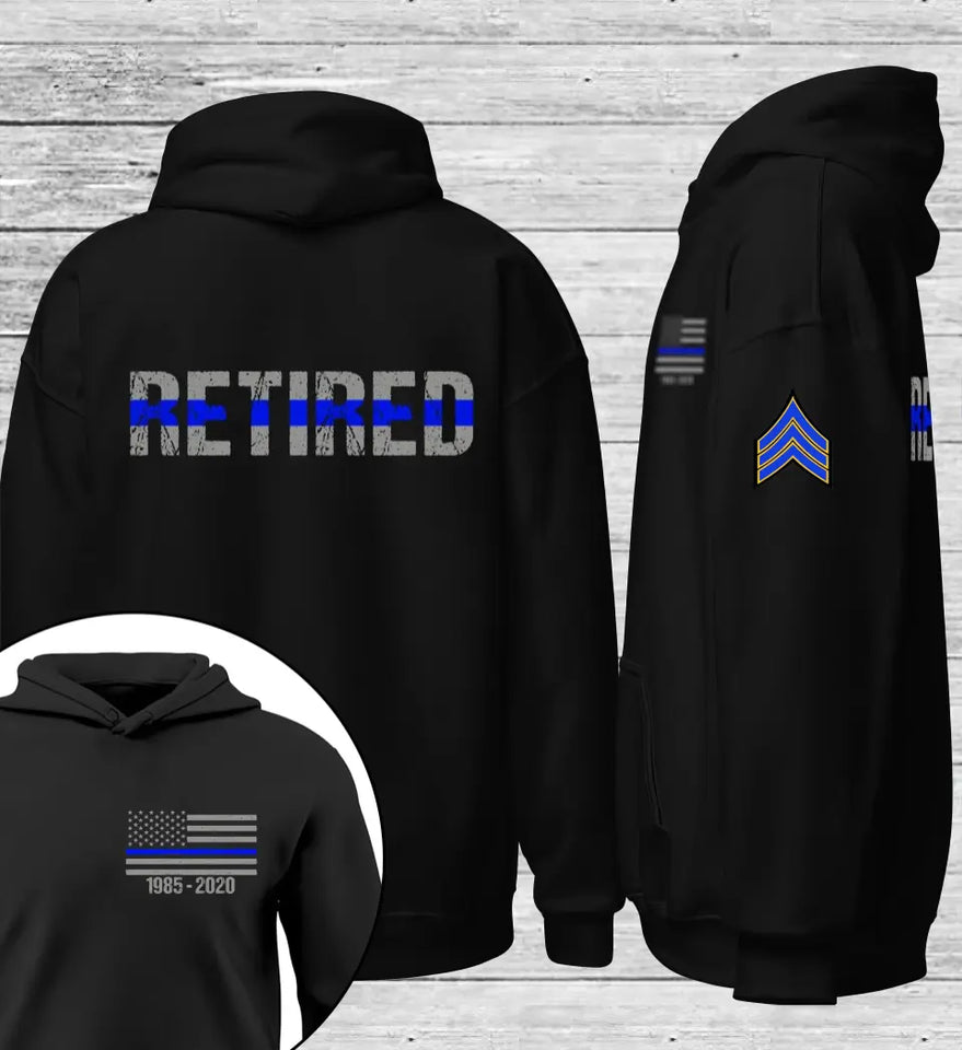 Personalized Retired US Police Branch Rank Camo Custom Time Hoodie 2D Printed KVH24657