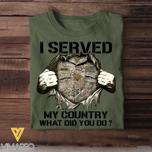 Personalized US Soldier/ Veteran I Served My Country What Did You Do Printed Tshirts 23JAN-HQ18