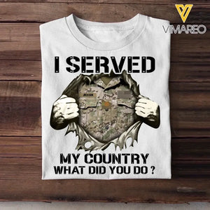 Personalized US Soldier/ Veteran I Served My Country What Did You Do Printed Tshirts 23JAN-HQ18