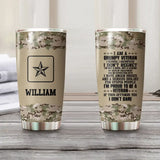 Personalized I Am An US Grumpy Veteran Nam Rank With Camo Tumbler Printed 22OCT-HQ21