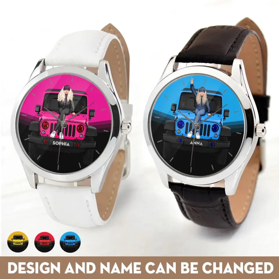 Personalized Jeep Girl Custom Name Women Watch Leather Band Printed HN24658