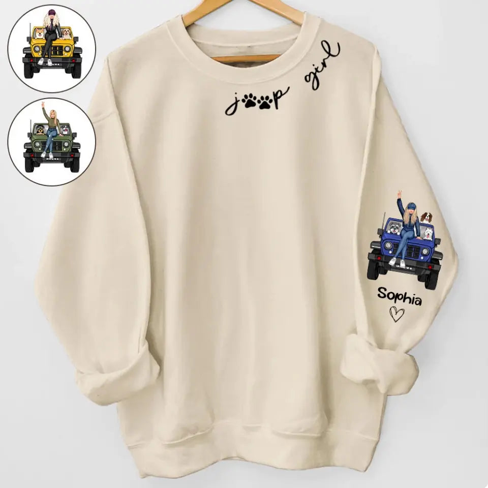 Personalized Jeep Girl & Dog Custom Name Sweatshirt Printed HN24661