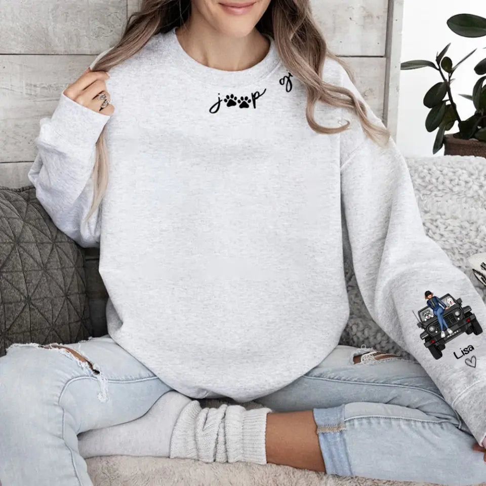 Personalized Jeep Girl & Dog Custom Name Sweatshirt Printed HN24661