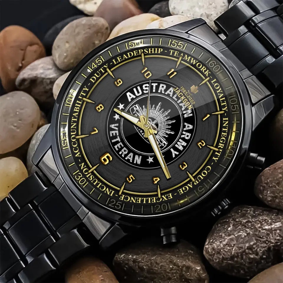 Personalized Australian Army Veteran Rank Camo & Name Watch Printed AHKH24664