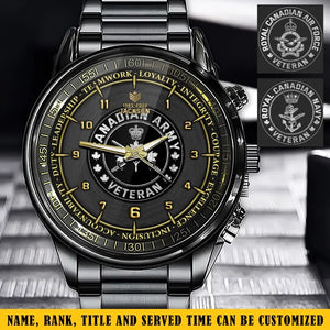 Personalized Canadian Army Veteran Rank Camo & Name Watch Printed AHKH24664