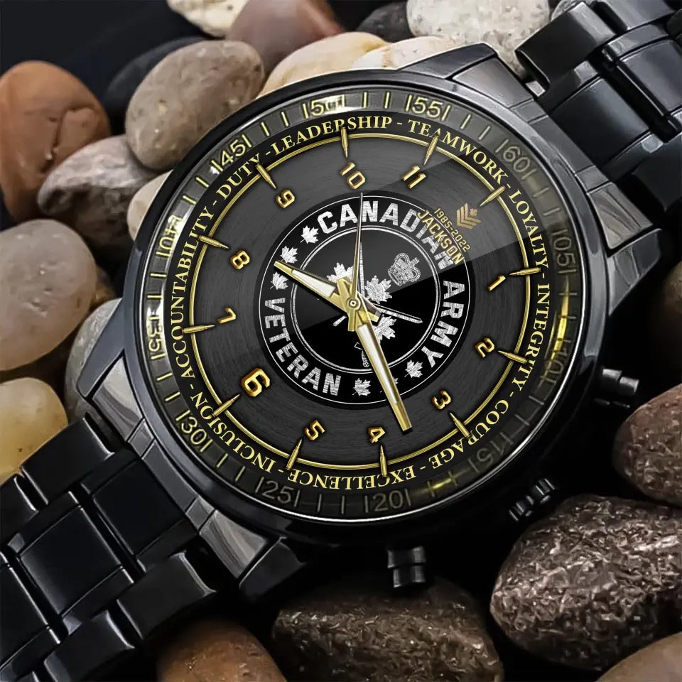 Personalized Canadian Army Veteran Rank Camo & Name Watch Printed AHKH24664