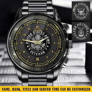 Personalized United States Army Veteran Rank Camo & Name Watch Printed AHKH24664