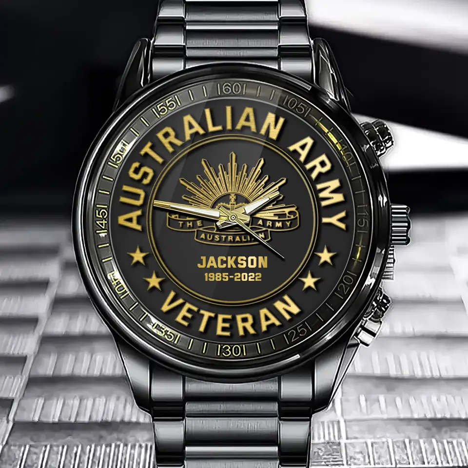 Personalized Australian Army Veteran Custom Name & Time Watch Printed QTKH24576