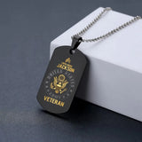Personalized US Army Veteran Rank Camo Custom Name & Time Dog Tag Necklace Printed LVA24673