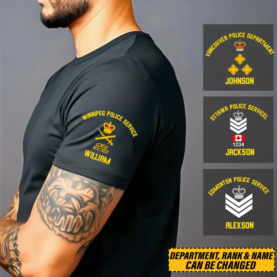 Personalized Canadian Police Branch Rank Custom Name Department & ID T-shirt Printed VQ24679