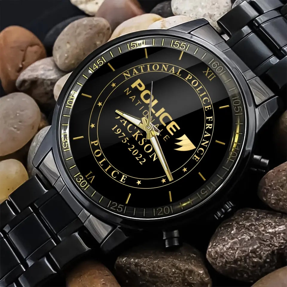 Personalized National Police France or Gendarmerie Nationale France Custom Name & Time Watch Printed AHKH24683