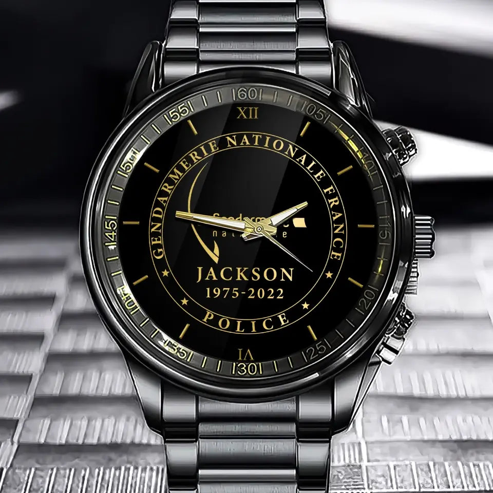 Personalized National Police France or Gendarmerie Nationale France Custom Name & Time Watch Printed AHKH24683