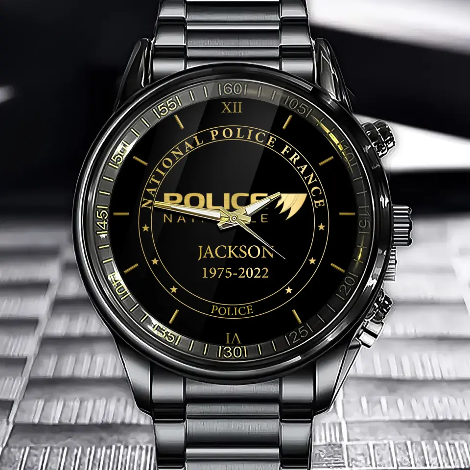 Personalized National Police France or Gendarmerie Nationale France Custom Name & Time Watch Printed AHKH24683
