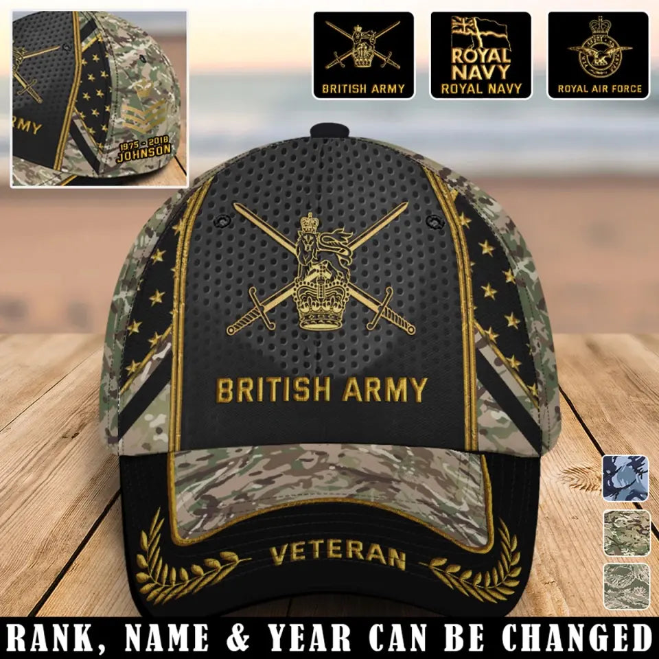 Personalized British Veteran Rank Cap Printed 24694AHVQ
