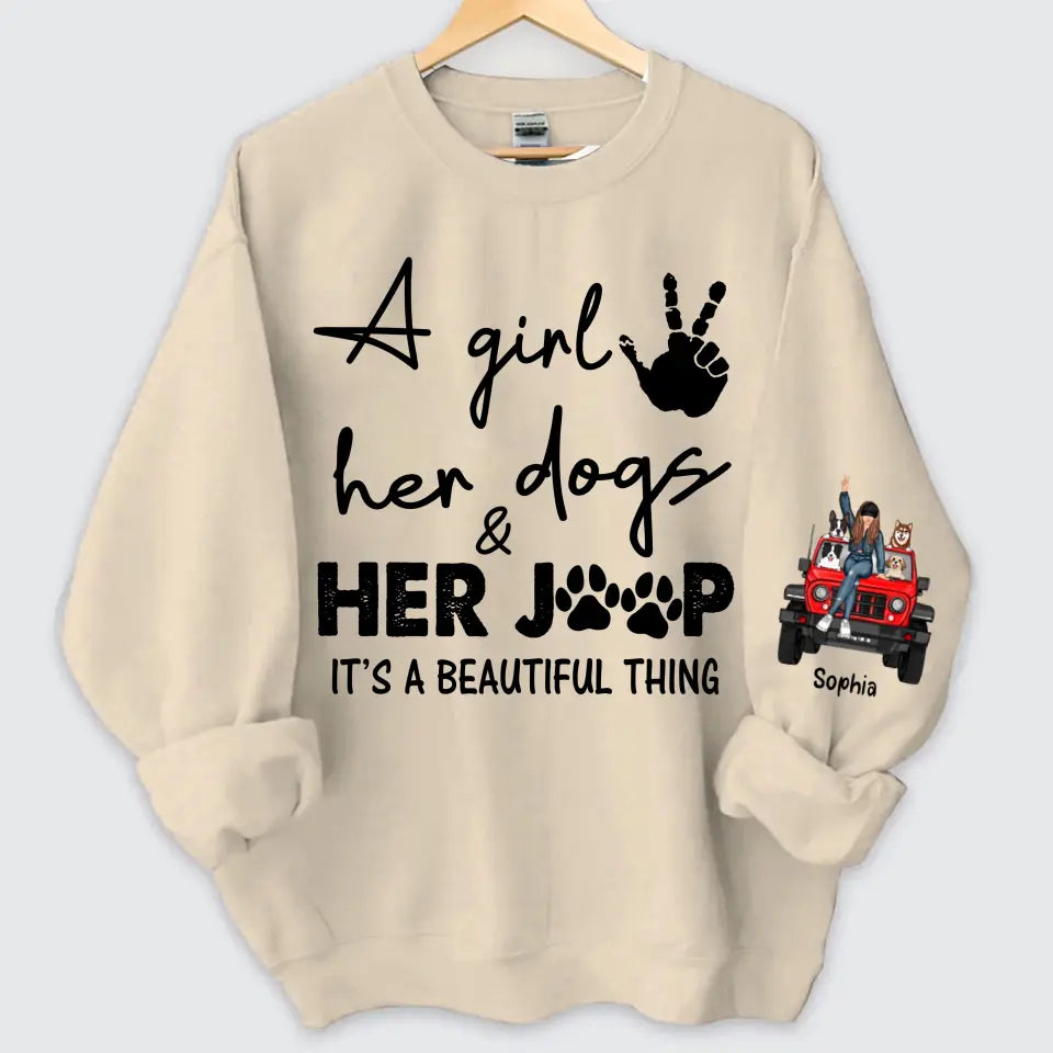 Personalized A Girl Her Dogs & Her Jeep It's A Beautiful Thing Jeep Girl with Dogs Sweatshirt Printed HN24693