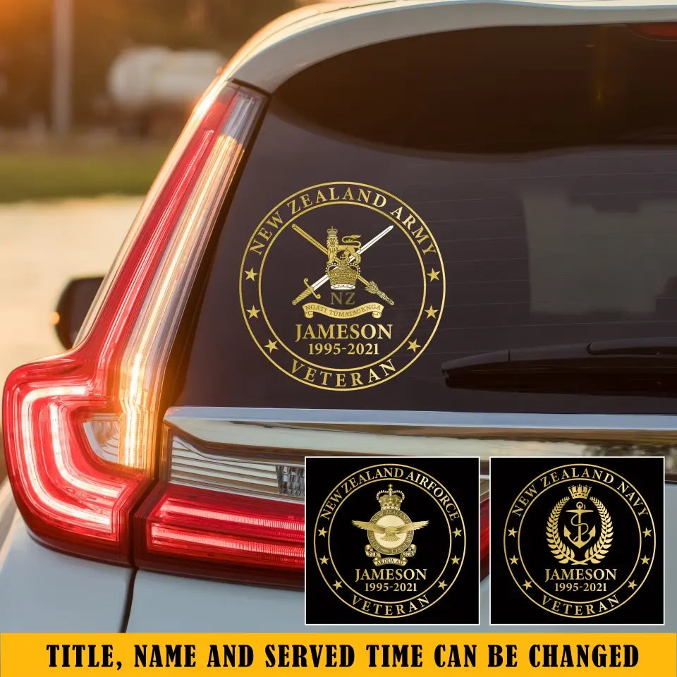 Personalized New Zealand Army Veteran Logo Custom Name & Time Decal Printed AHKH24699