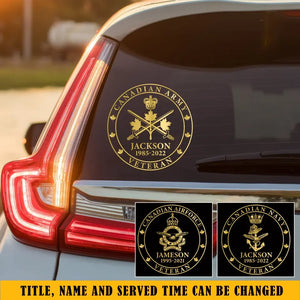 Personalized Canadian Army Veteran Logo Custom Name Decal Printed AHKH24699