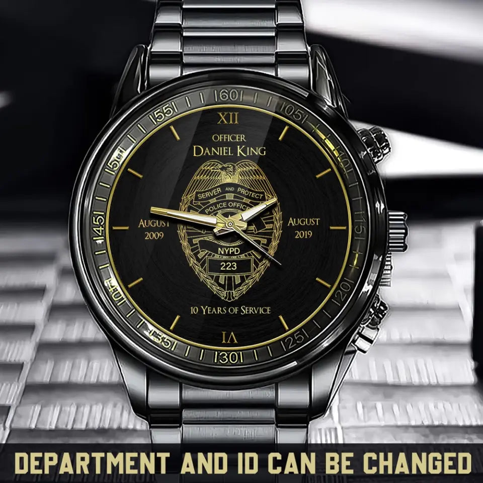 Personalized Police Officer Custom Department Served Time & Name Watch Printed QTHN24701
