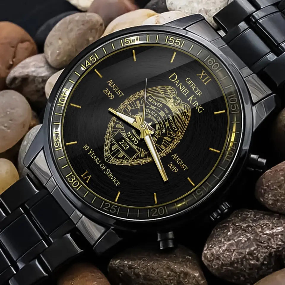 Personalized Police Officer Custom Department Served Time & Name Watch Printed QTHN24701