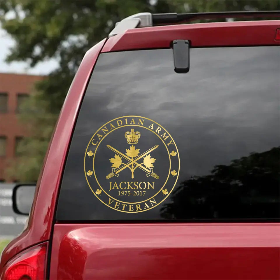 Personalized Canadian Army Veteran Logo Custom Name Decal Printed AHKH24699