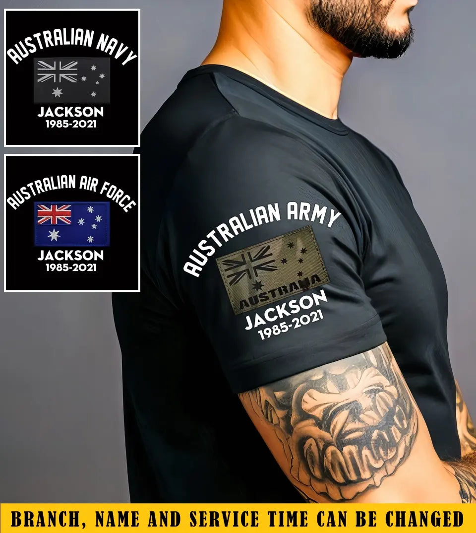 Personalized Australian Army Flag Custom Name & Time T-shirt Printed KVH24705