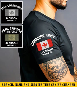 Personalized Canadian Army Flag Custom Name & Time T-shirt Printed KVH24705