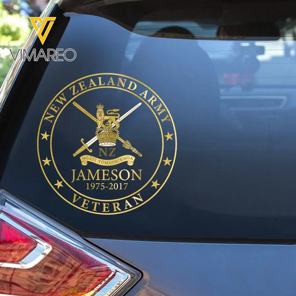 Personalized New Zealand Army Veteran Logo Custom Name & Time Decal Printed AHKH24699
