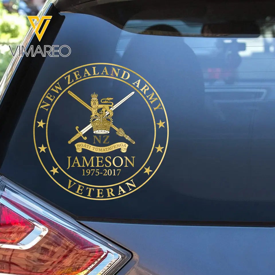 Personalized New Zealand Army Veteran Logo Custom Name & Time Decal Printed AHKH24699